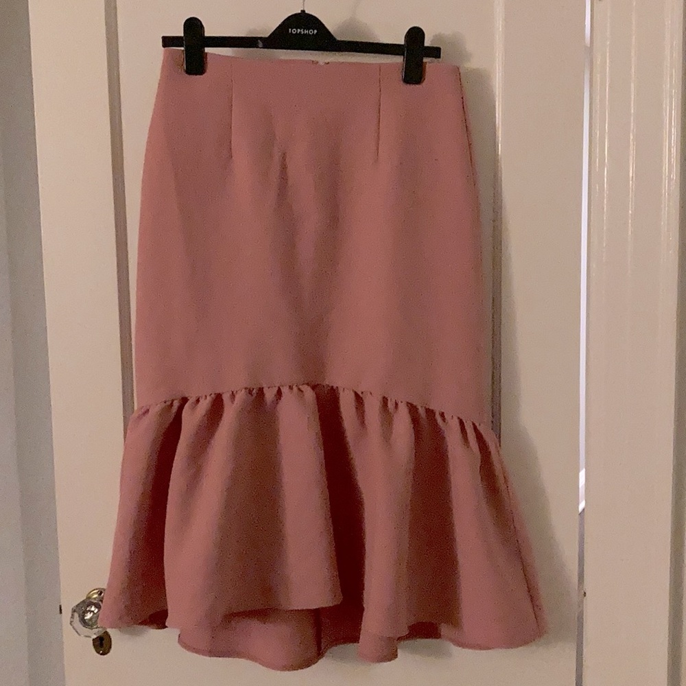 ASOS Peplum Pencil Skirt (pink, textured) 8